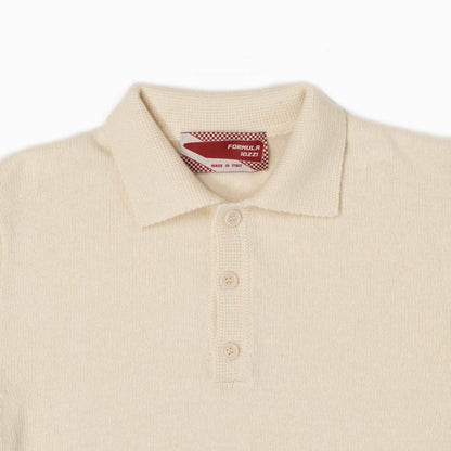 Maglione collo polo 100% lana merinos - Panna