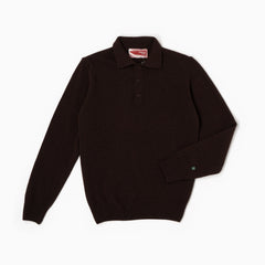 Maglione collo polo 100% lana merinos - Cioccolato