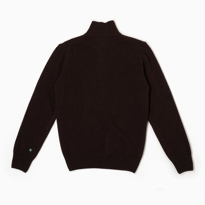 Maglione collo polo 100% lana merinos - Cioccolato