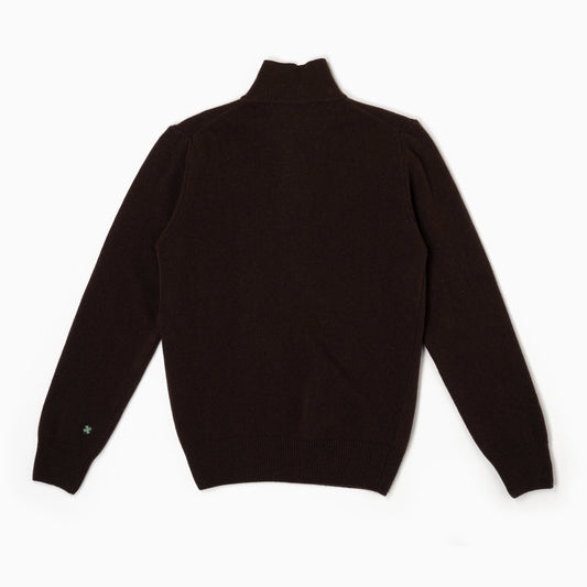 Maglione collo polo 100% lana merinos - Cioccolato