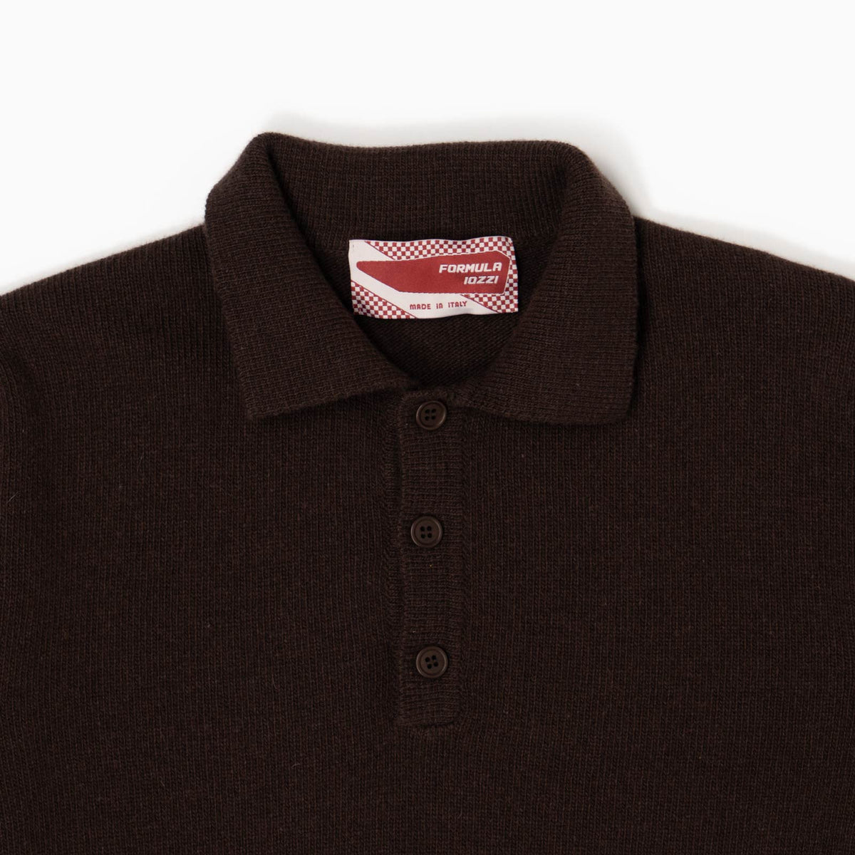 Maglione collo polo 100% lana merinos - Cioccolato