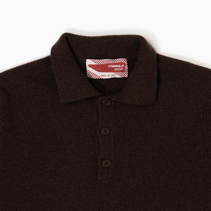 Maglione collo polo 100% lana merinos - Cioccolato