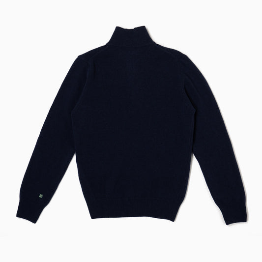 Maglione collo polo 100% lana merinos - Blu