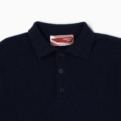Maglione collo polo 100% lana merinos - Blu