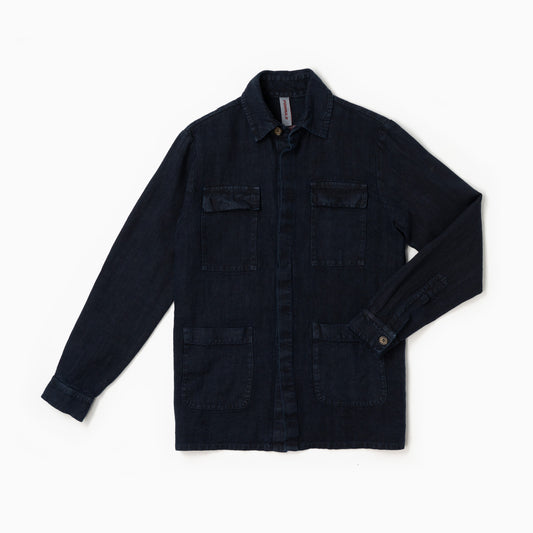 Overshirt Catcher 100% lino - Blu Navy