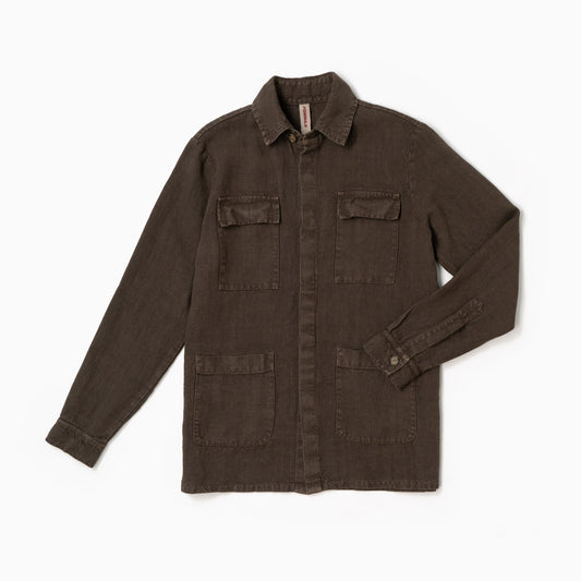 Overshirt Catcher 100% lino - Marrone