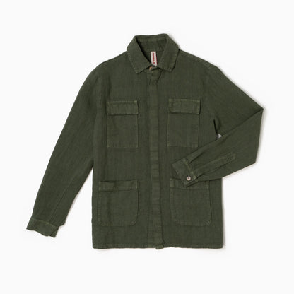 Overshirt Catcher 100% lino - Verde Militare