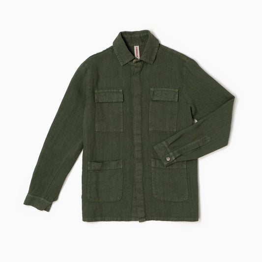 Overshirt Catcher 100% lino - Verde Militare