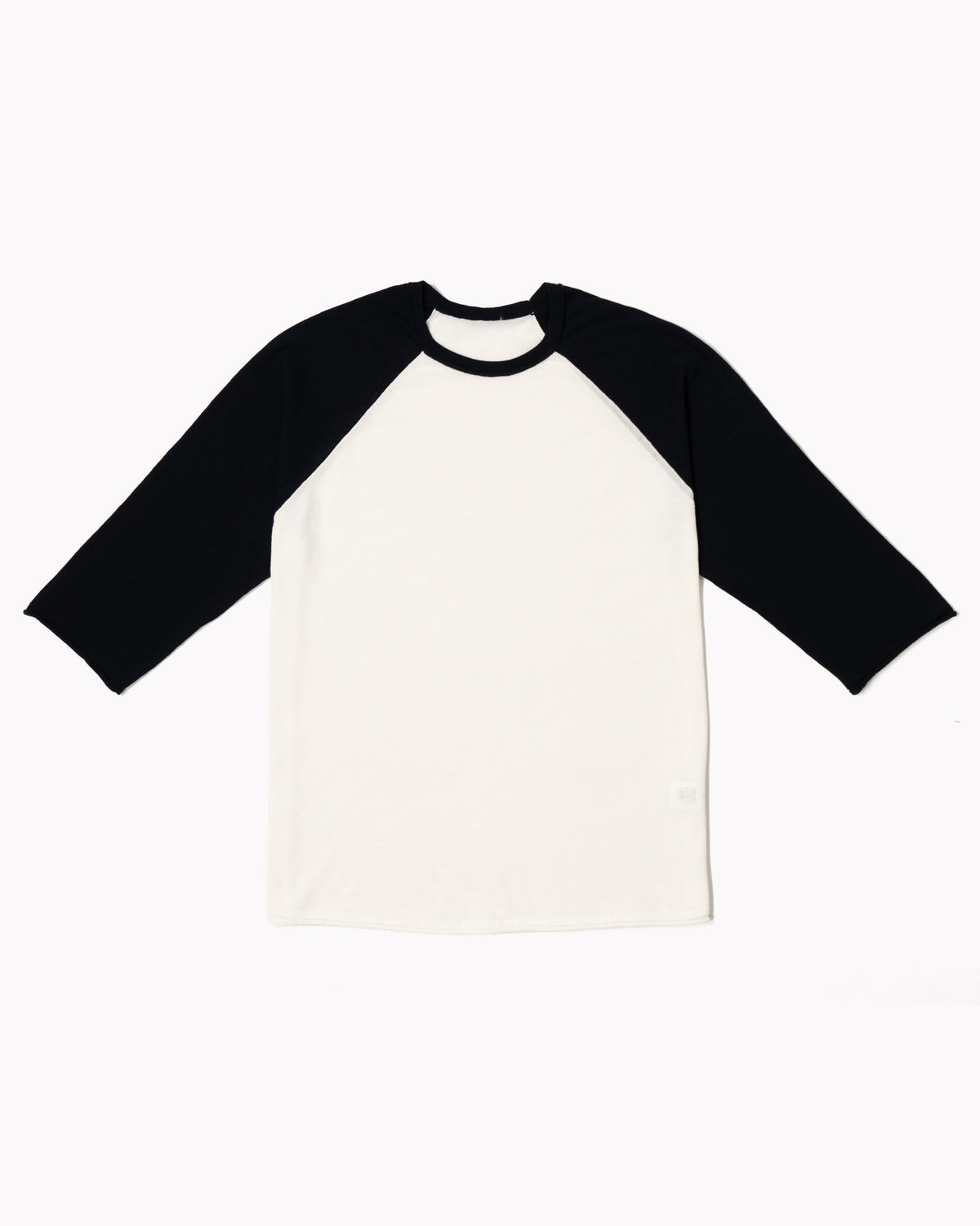 Raglan Tee in Cotton Crepe - Off White/Blue Navy