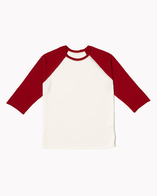 Raglan Tee in Cotton Crepe - Off-White/Cardinal Red