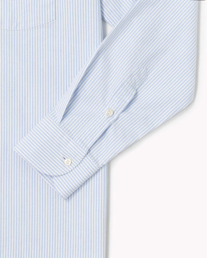 Essential Button-Down Shirt  - White/Light Blue Stripes