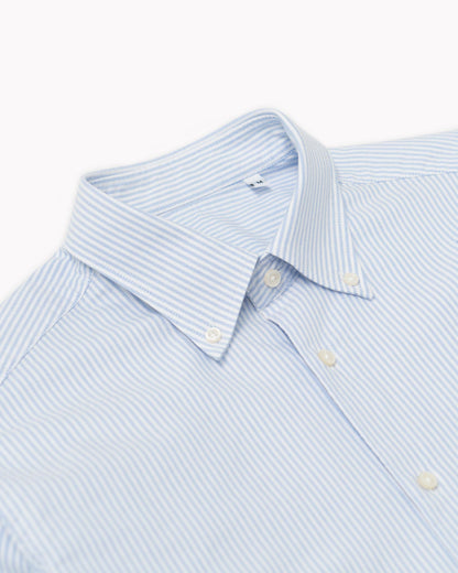 Essential Button-Down Shirt  - White/Light Blue Stripes