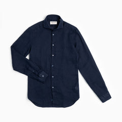 Camicia Classic 100% lino blu notte