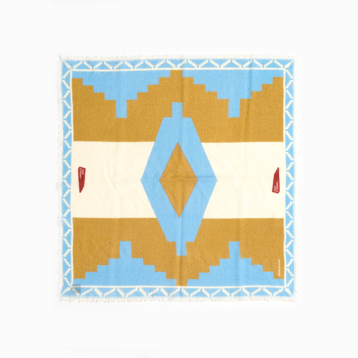 Native Wool Bandana - Turquoise & Brown